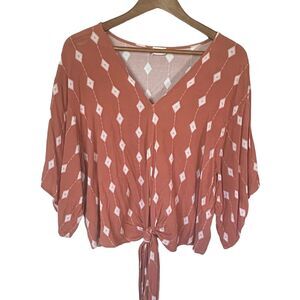 By Together Collection Tie Front Top Womens Size SMALL Made in USA Oversized